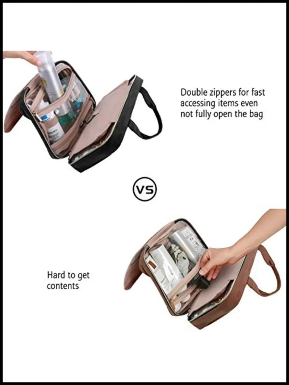 Toiletry Bag with Hanging Hook, Water-resistant Travel Organizer, Makeup